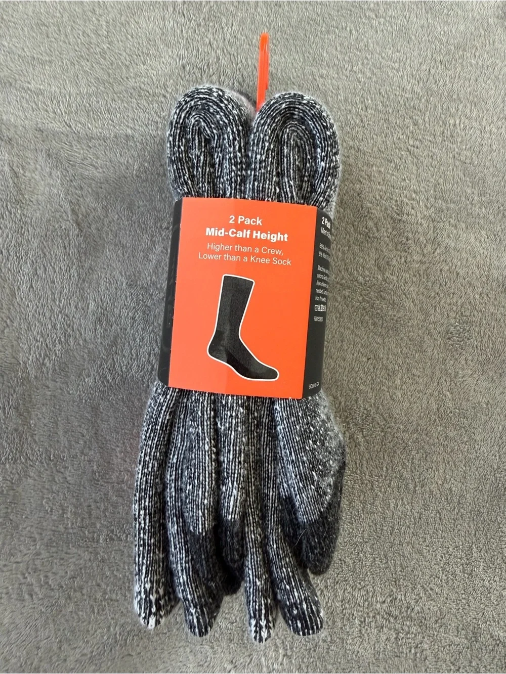 (2 Pack) BASS Men's Wool Blend Heavyweight Cushion Mid-Calf Socks - Gray